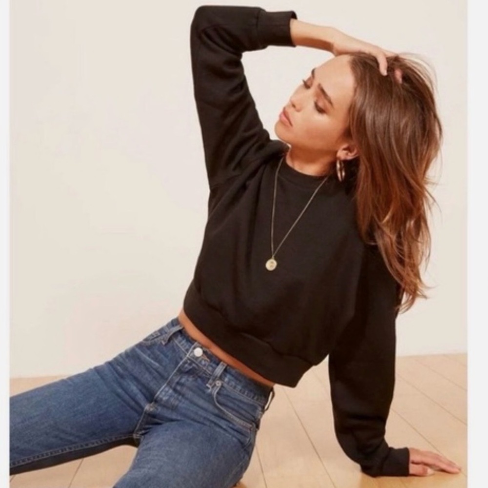 Reformation Hunter Classic Sweatshirt Black Size M